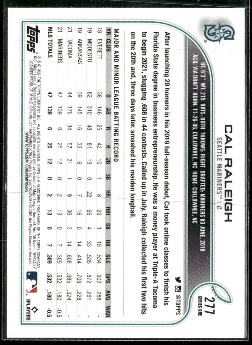 2022 Topps Gold Star Cal Raleigh  Rookie #277