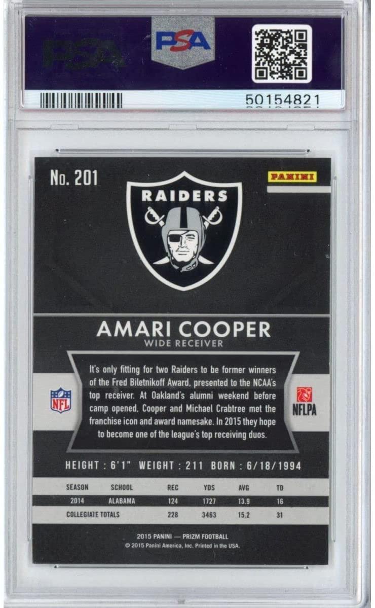 Graded 2015 Panini Prizm Amari Cooper #201 Running Rookie RC Football Card PSA 10 Gem Mint