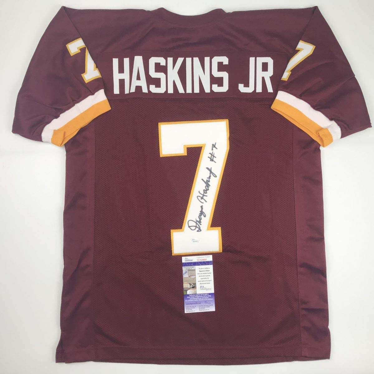Autographed/Signed Dwayne Haskins Jr. Washington Burgundy Football Jersey JSA COA