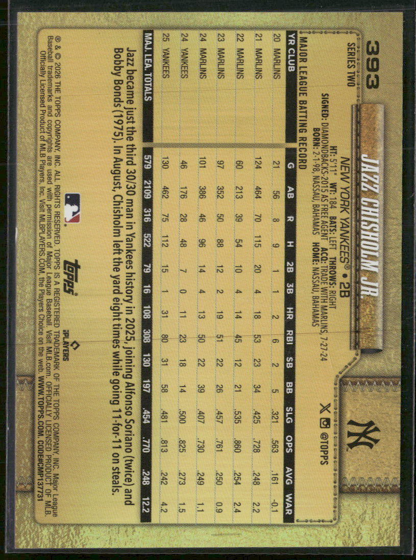 2026 Topps Golden Mirror Variations Jazz Chisholm Jr. #393