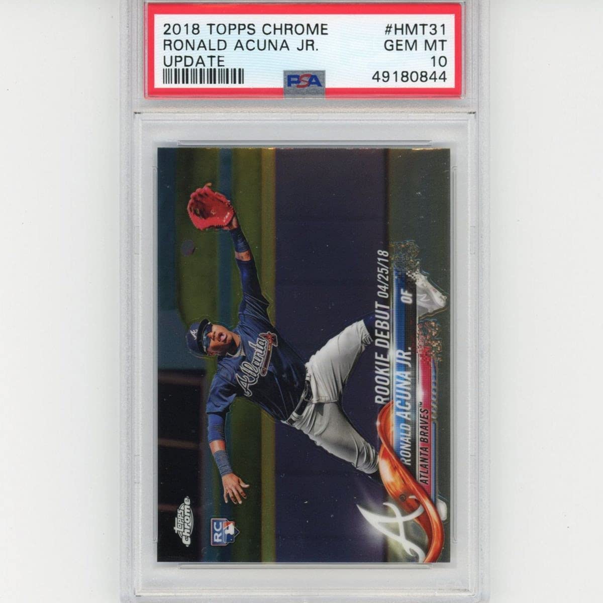Graded 2018 Topps Chrome Update Ronald Acuna Jr. #HMT31 Rookie RC Baseball Card PSA 10 Gem Mint