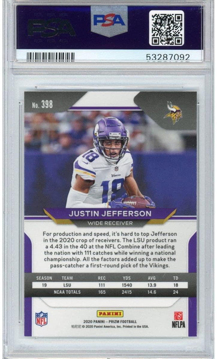 Graded 2020 Panini Prizm Justin Jefferson #398 Rookie RC Football Card PSA 10 Gem Mint