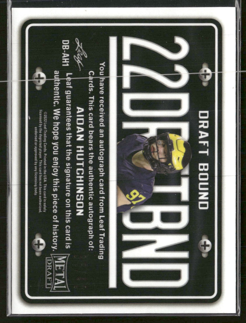 2022 Leaf Metal Draft Bound AU Pris Silver Aidan Hutchinson #/40 Auto #DB-AH1