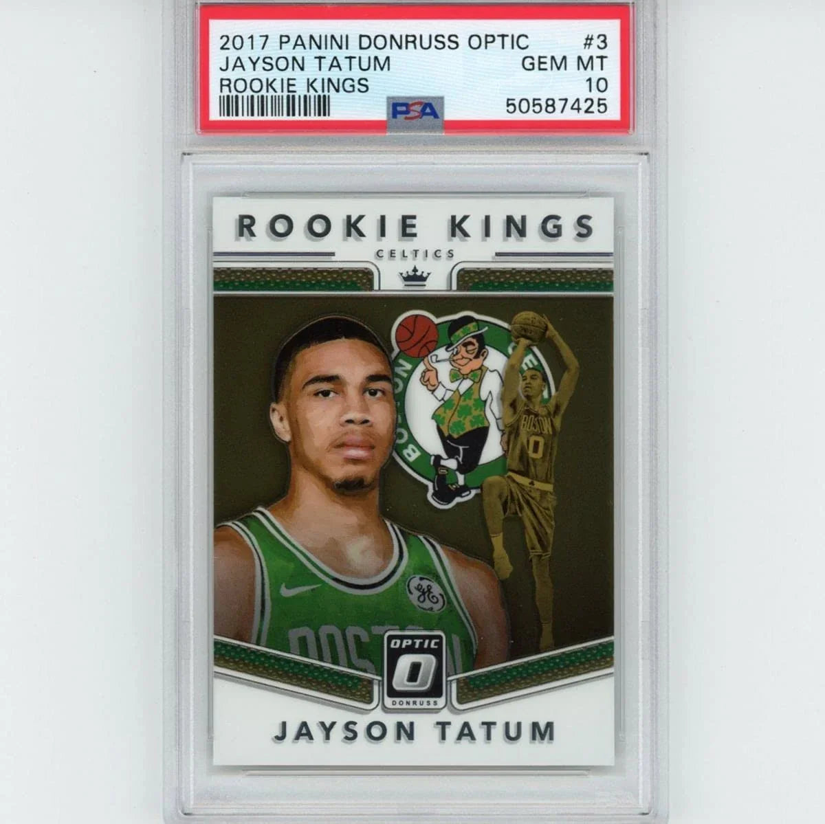 Graded 2017-18 Panini Donruss Optic Jayson Tatum #3 Rookie Kings RC Basketball Card PSA 10 Gem Mint