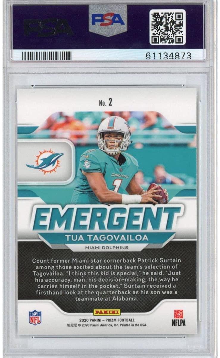 Graded 2020 Panini Prizm Tua Tagovailoa #2 Emergent Rookie RC Football Card PSA 10 Gem Mint
