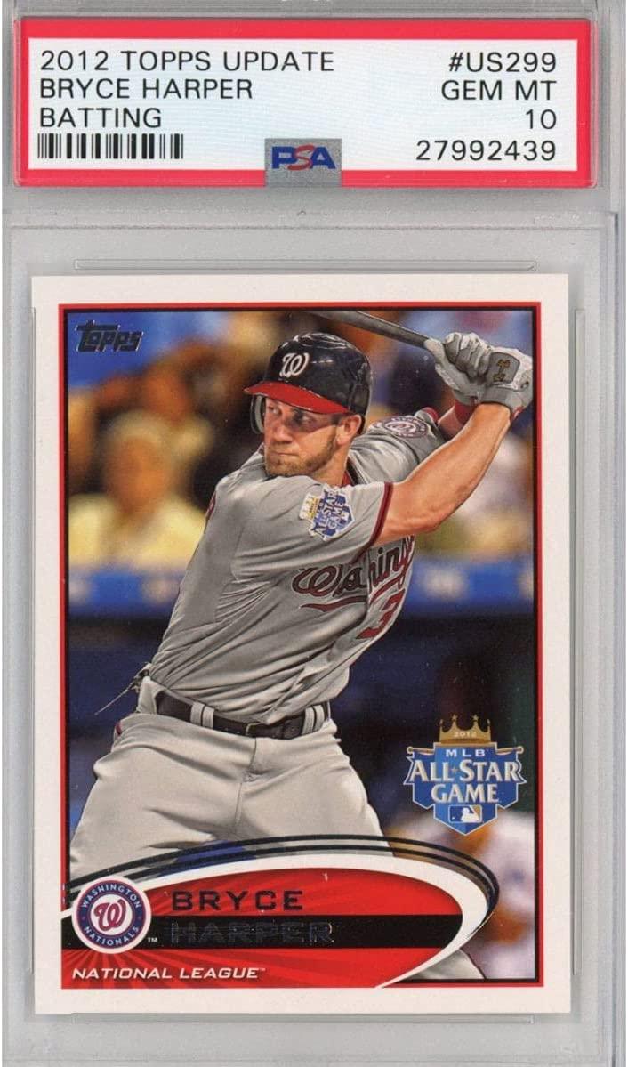 Graded 2012 Topps Update Bryce Harper #US299 Batting Rookie RC Baseball Card PSA 10 Gem Mint