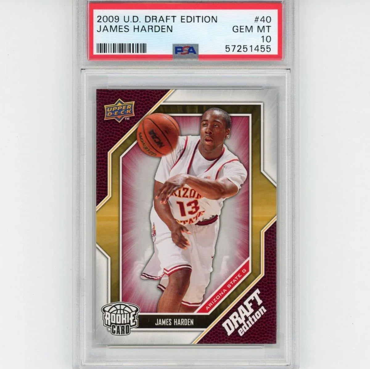 Graded 2009-10 Upper Deck UD Draft Edition James Harden #40 Rookie RC Basketball Card PSA 10 Gem Mint