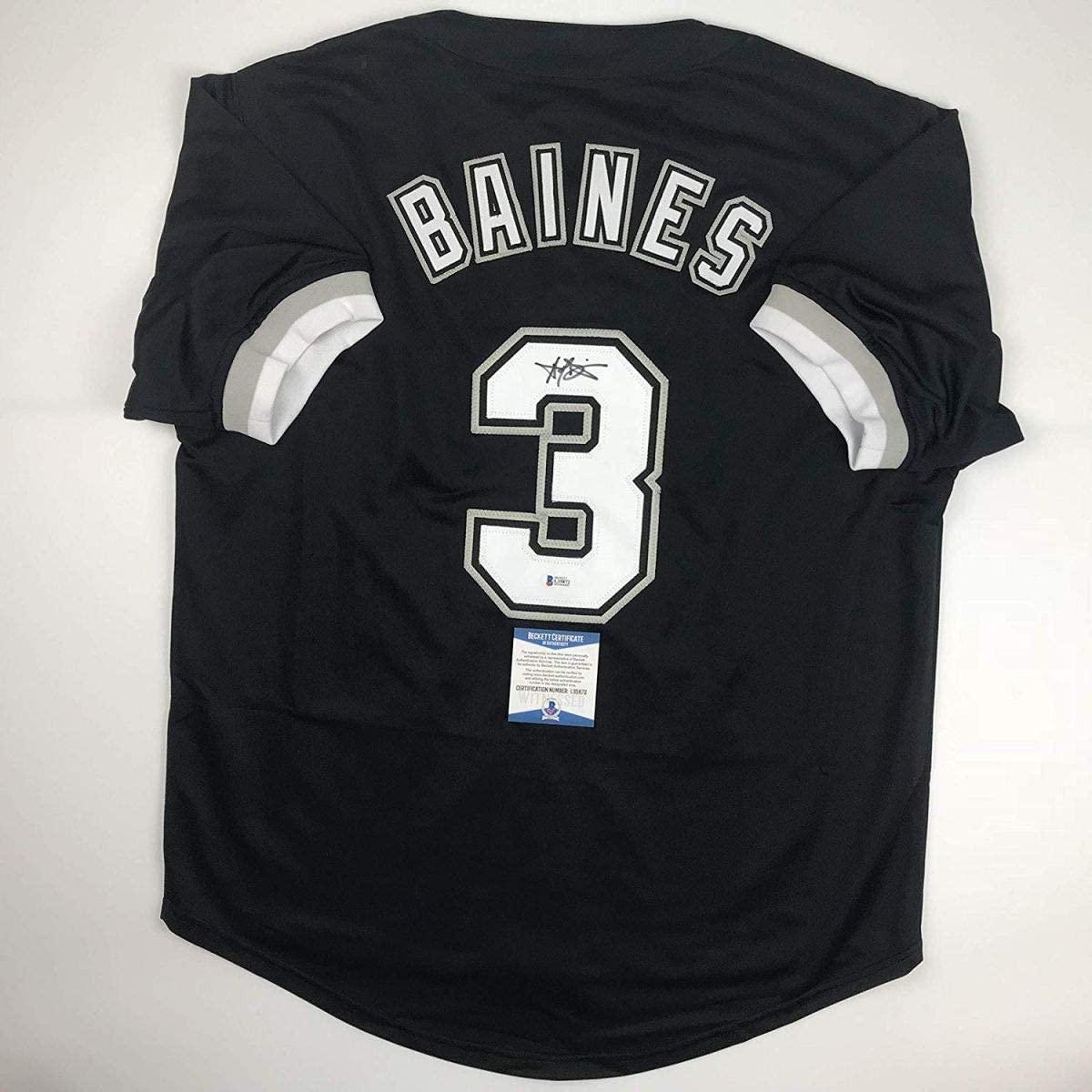 Autographed/Signed Harold Baines Chicago Black Baseball Jersey Beckett BAS COA