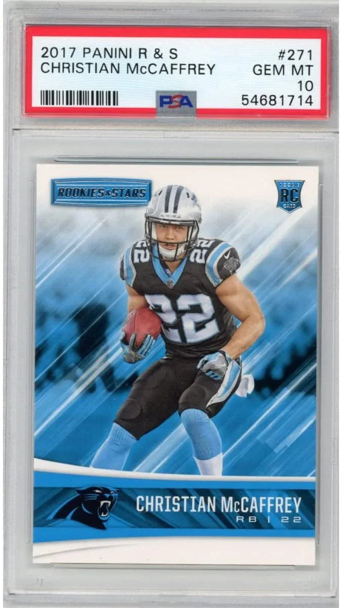 Graded 2017 Panini Rookies & Stars Christian McCaffrey #271 Rookie RC Football Card PSA 10 Gem Mint