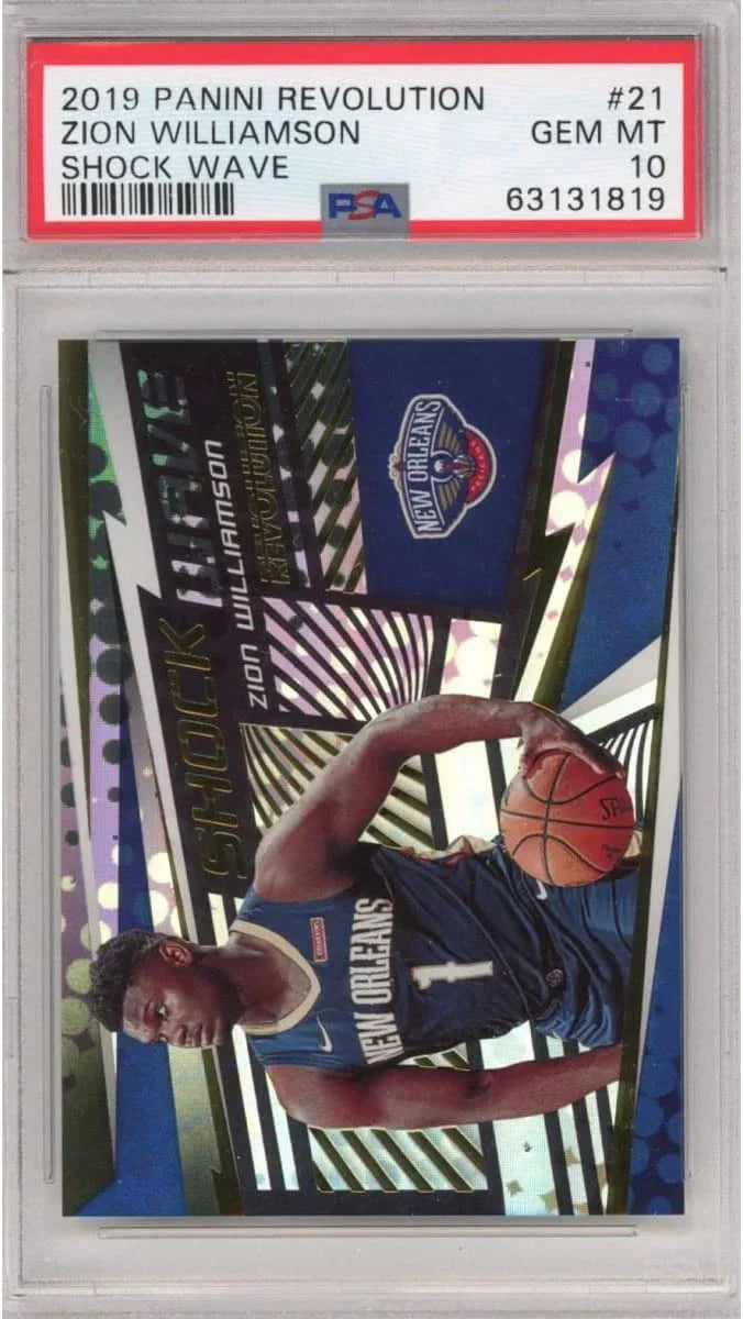 Graded 2019-20 Panini Revolution Zion Williamson #21 Shock Wave Rookie RC Basketball Card PSA 10 Gem Mint
