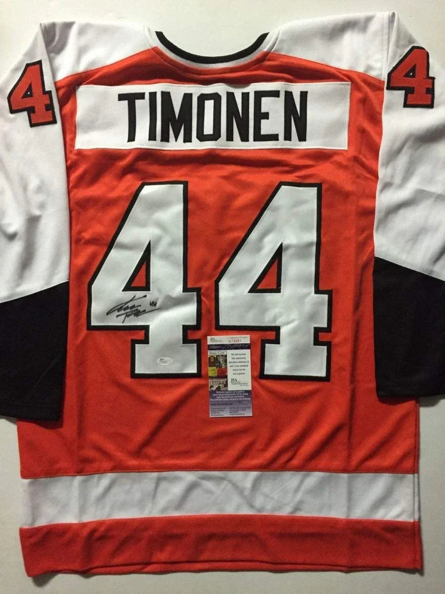 Autographed/Signed Kimmo Timonen Philadelphia Orange Hockey Jersey JSA COA