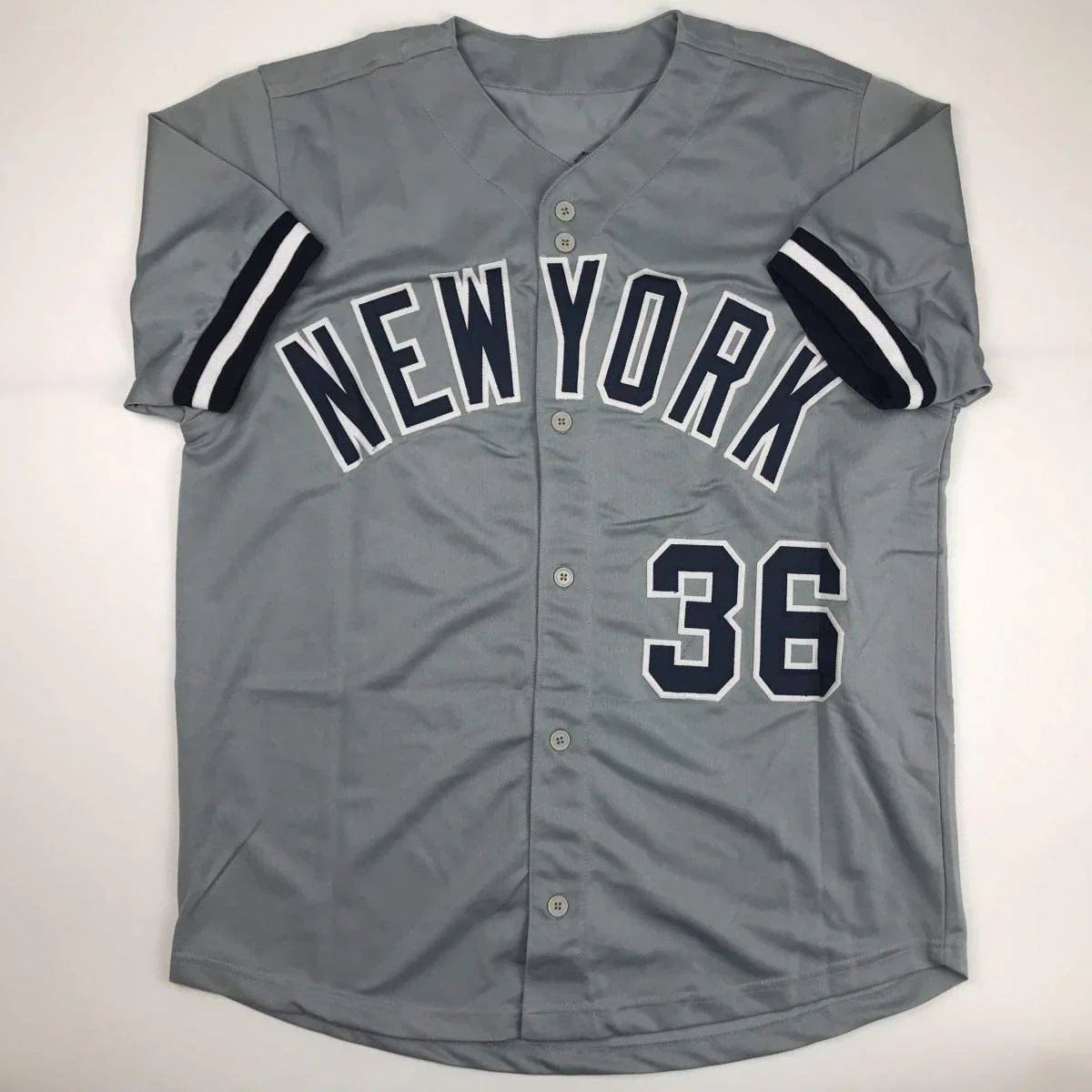 Autographed/Signed David Cone New York Grey Baseball Jersey JSA COA