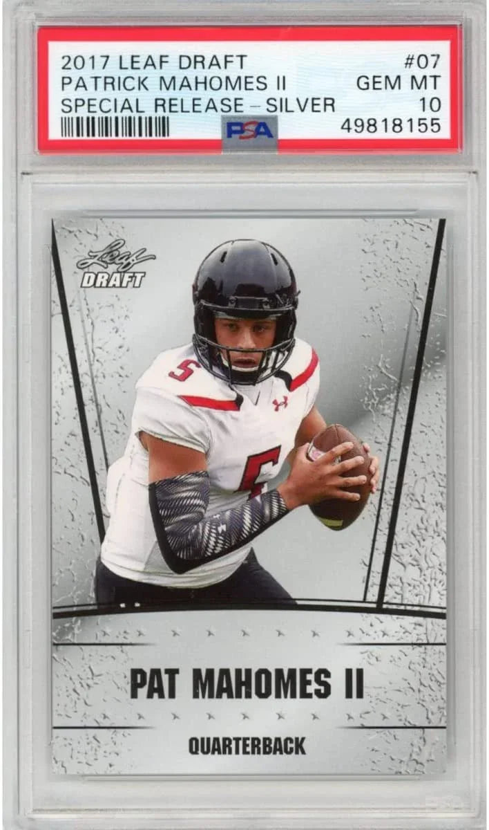 Graded 2017 Leaf Draft Patrick Mahomes II #07 Special Release Silver Rookie RC Football Card PSA 10 Gem Mint