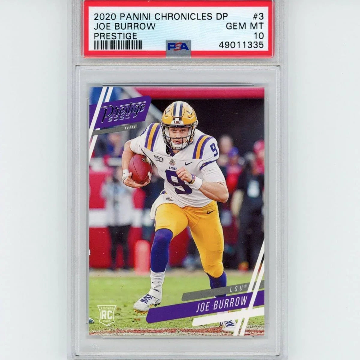 Graded 2020 Panini Chronicles Draft Picks Joe Burrow #3 Prestige Rookie RC Football Card PSA 10 Gem Mint
