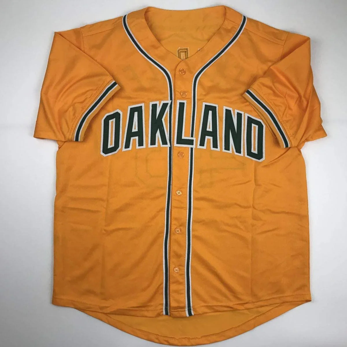 Autographed/Signed Dennis Eckersley Oakland Yellow Baseball Jersey JSA COA