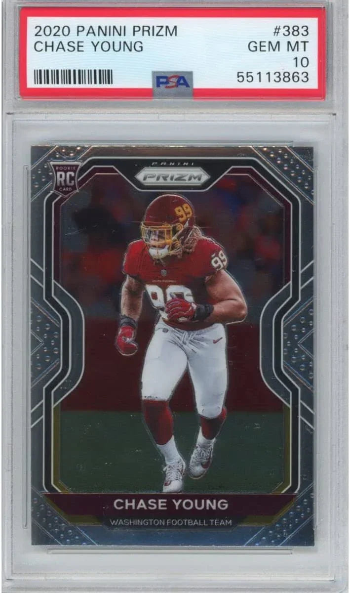 Graded 2020 Panini Prizm Chase Young #383 Rookie RC Football Card PSA 10 Gem Mint