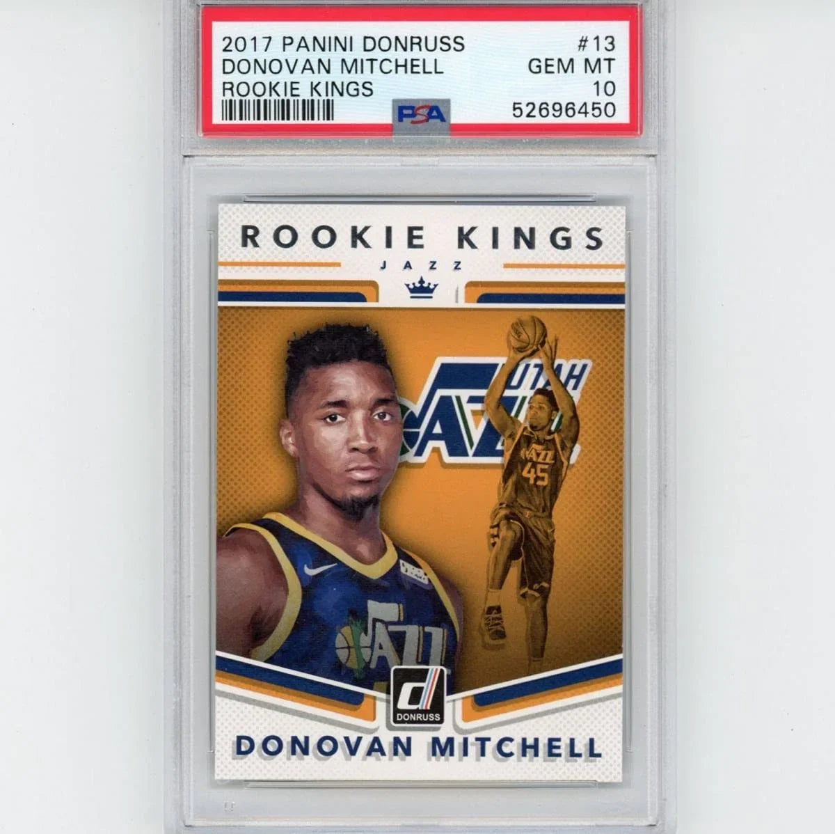 Graded 2017-18 Panini Donruss Donovan Mitchell #13 Rookie Kings RC Basketball Card PSA 10 Gem Mint