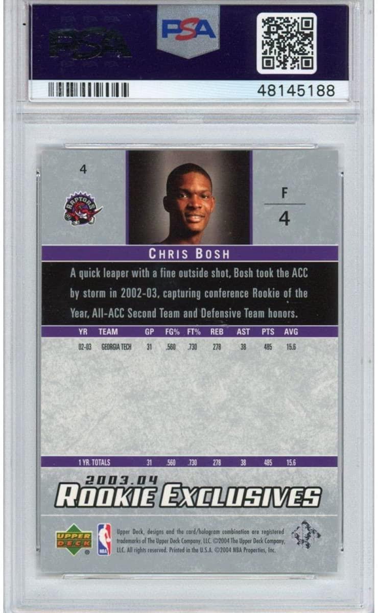 Graded 2003-04 Upper Deck UD Chris Bosh #4 Rookie RC Exclusives Basketball Card PSA 10 Gem Mint