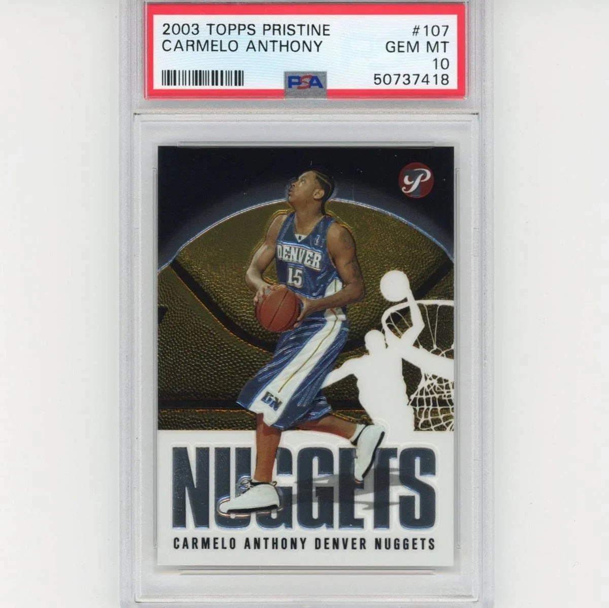 Graded 2003-04 Topps Pristine Carmelo Anthony #107 Rookie RC Basketball Card PSA 10 Gem Mint