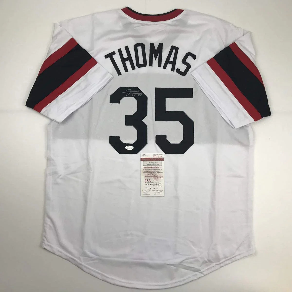 Autographed/Signed Frank Thomas Chicago Retro White Baseball Jersey JSA COA