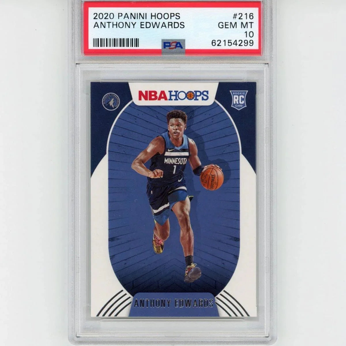 Graded 2020-21 Panini Hoops Anthony Edwards #216 Rookie RC Basketball Card PSA 10 Gem Mint