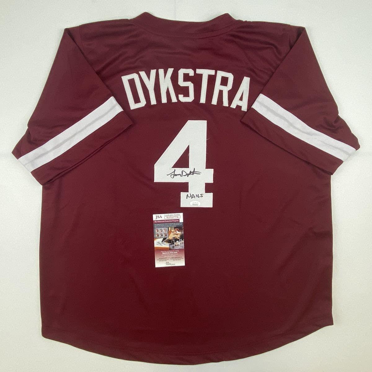 Autographed/Signed Lenny Dykstra Nails Philadelphia Maroon Baseball Jersey JSA COA