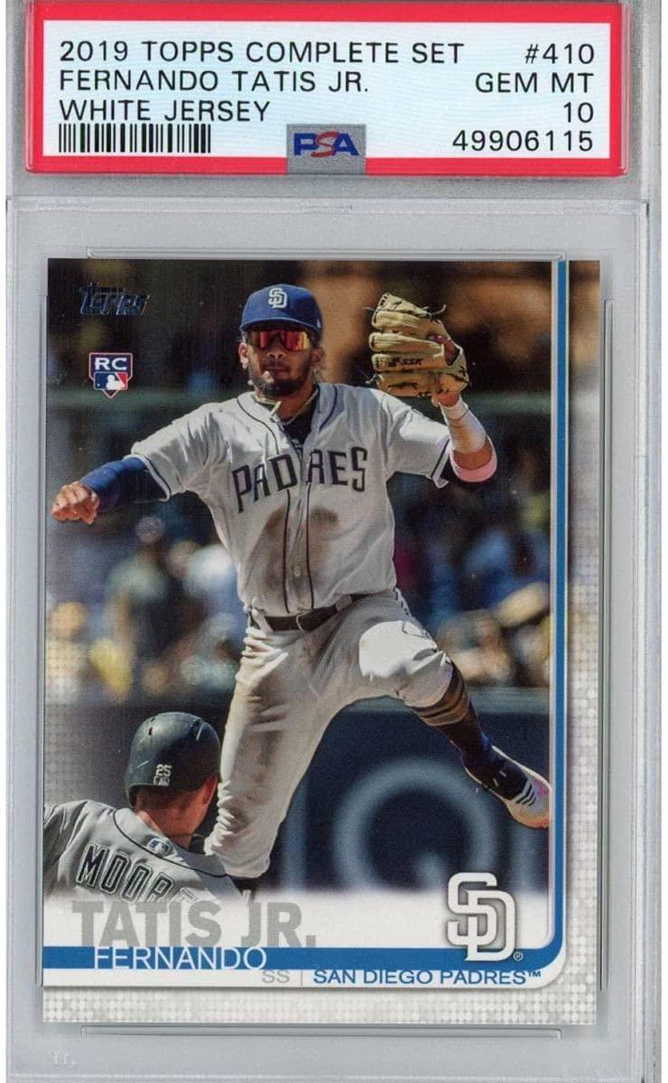 Graded 2019 Topps Complete Set Fernando Tatis Jr. #410 White Jersey Rookie RC Baseball Card PSA 10 Gem Mint
