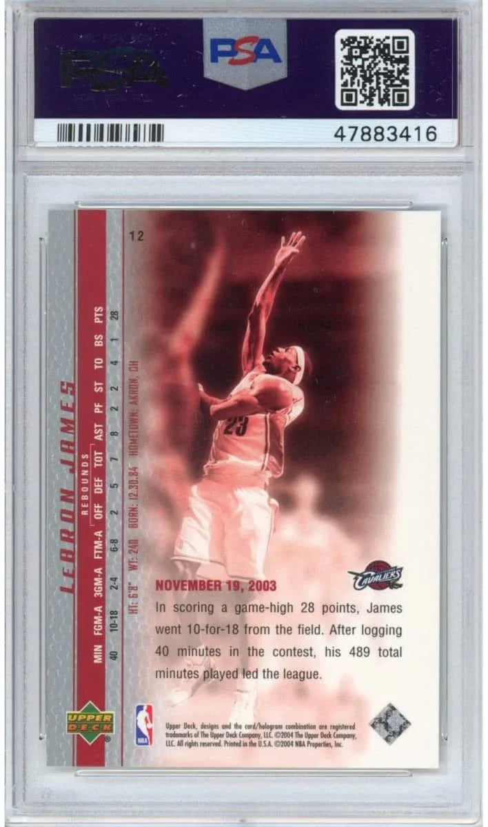 Graded 2003-04 Upper Deck UD LeBron James #12 Phenomenal Beginning Rookie RC Basketball Card PSA 10 Gem Mint