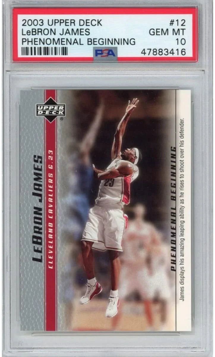 Graded 2003-04 Upper Deck UD LeBron James #12 Phenomenal Beginning Rookie RC Basketball Card PSA 10 Gem Mint
