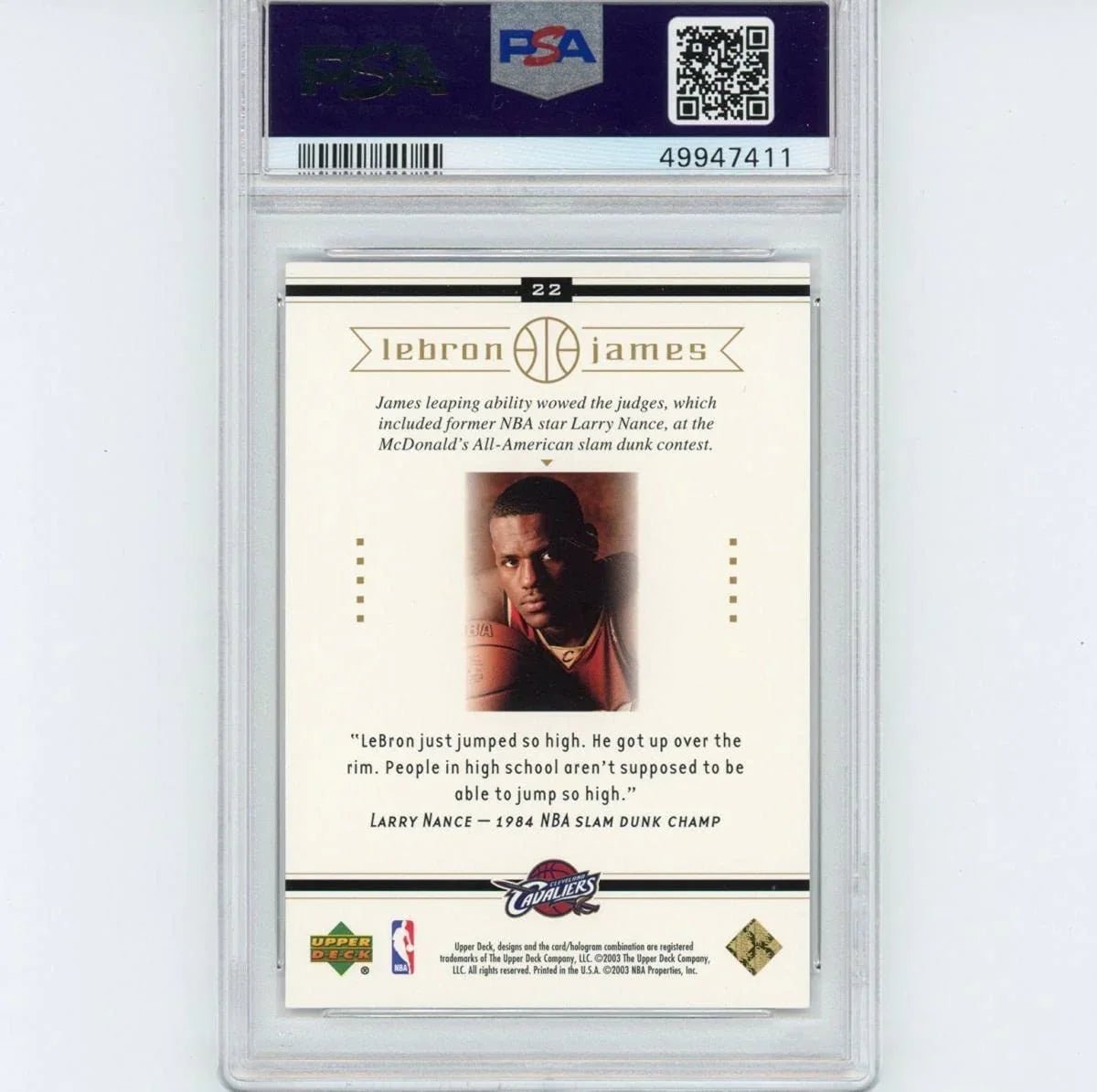 Graded 2003-04 Upper Deck LeBron James #22 Box Set Rookie RC Basketball Card PSA 10 Gem Mint