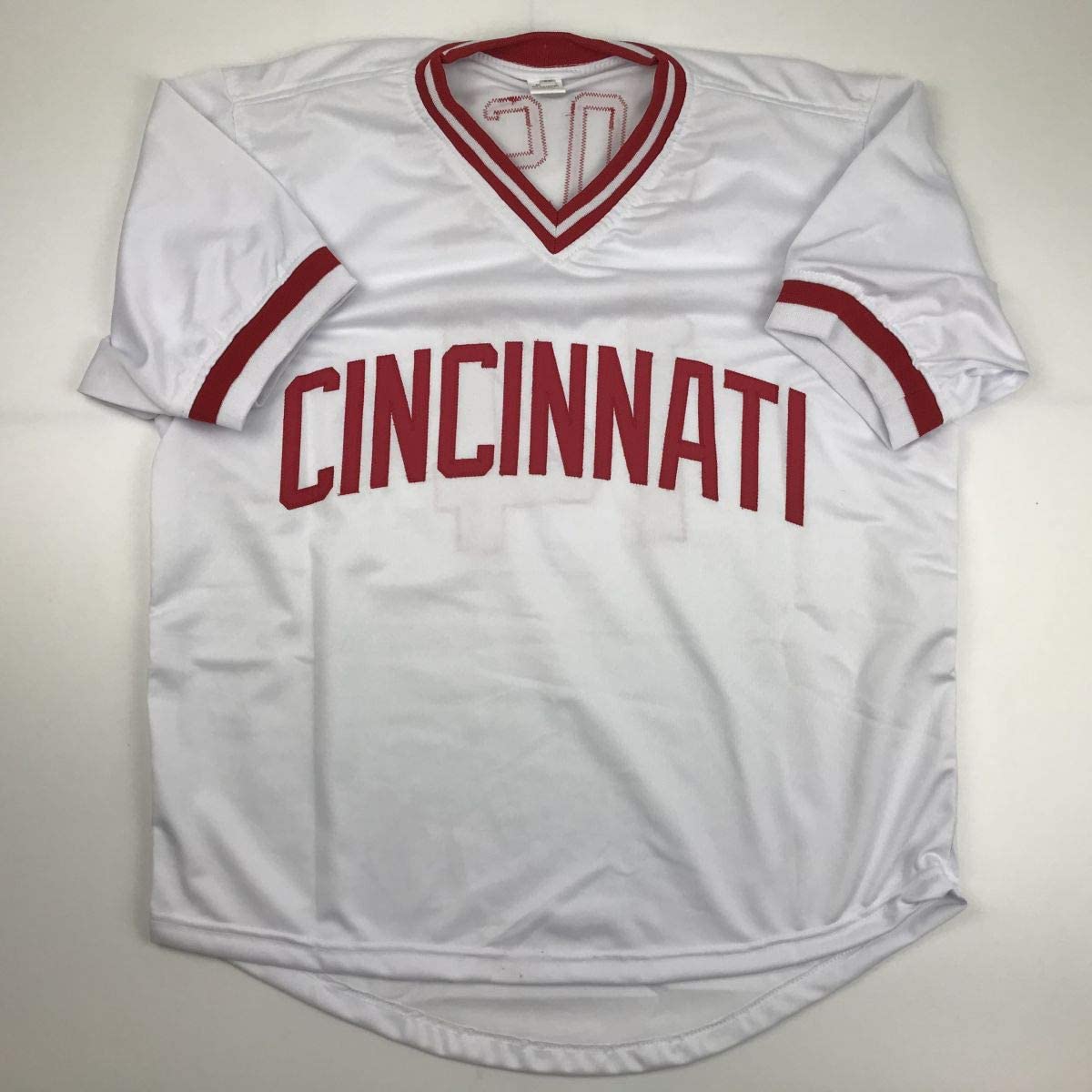 Autographed/Signed Pete Rose Cincinnati White Baseball Jersey JSA COA