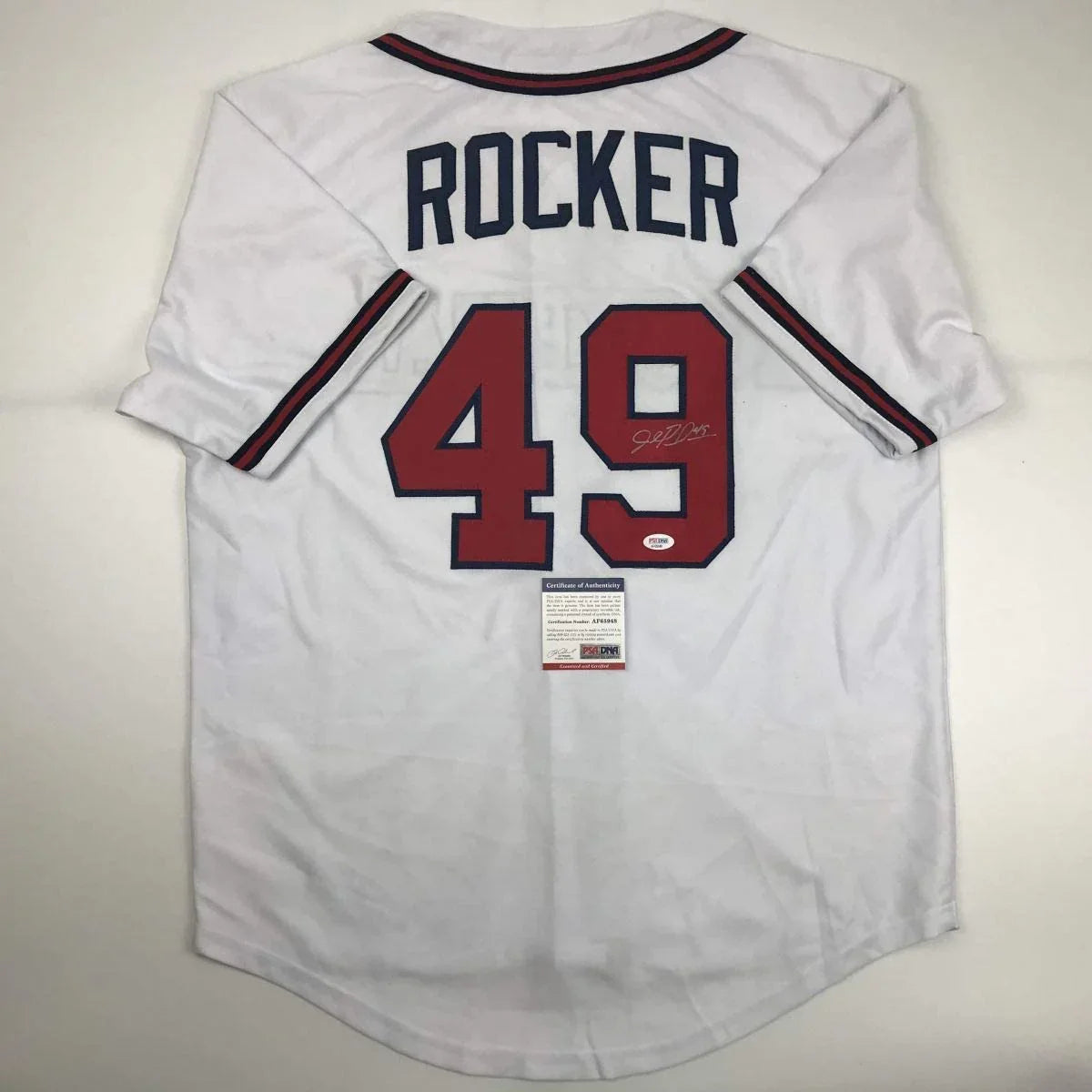 Autographed/Signed John Rocker Atlanta White Baseball Jersey PSA/DNA COA