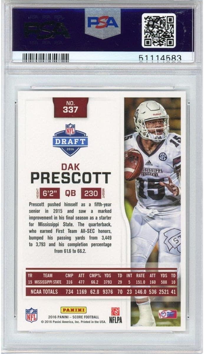 Graded 2016 Panini Score Dak Prescott #337 Rookie RC Football Card PSA 10 Gem Mint