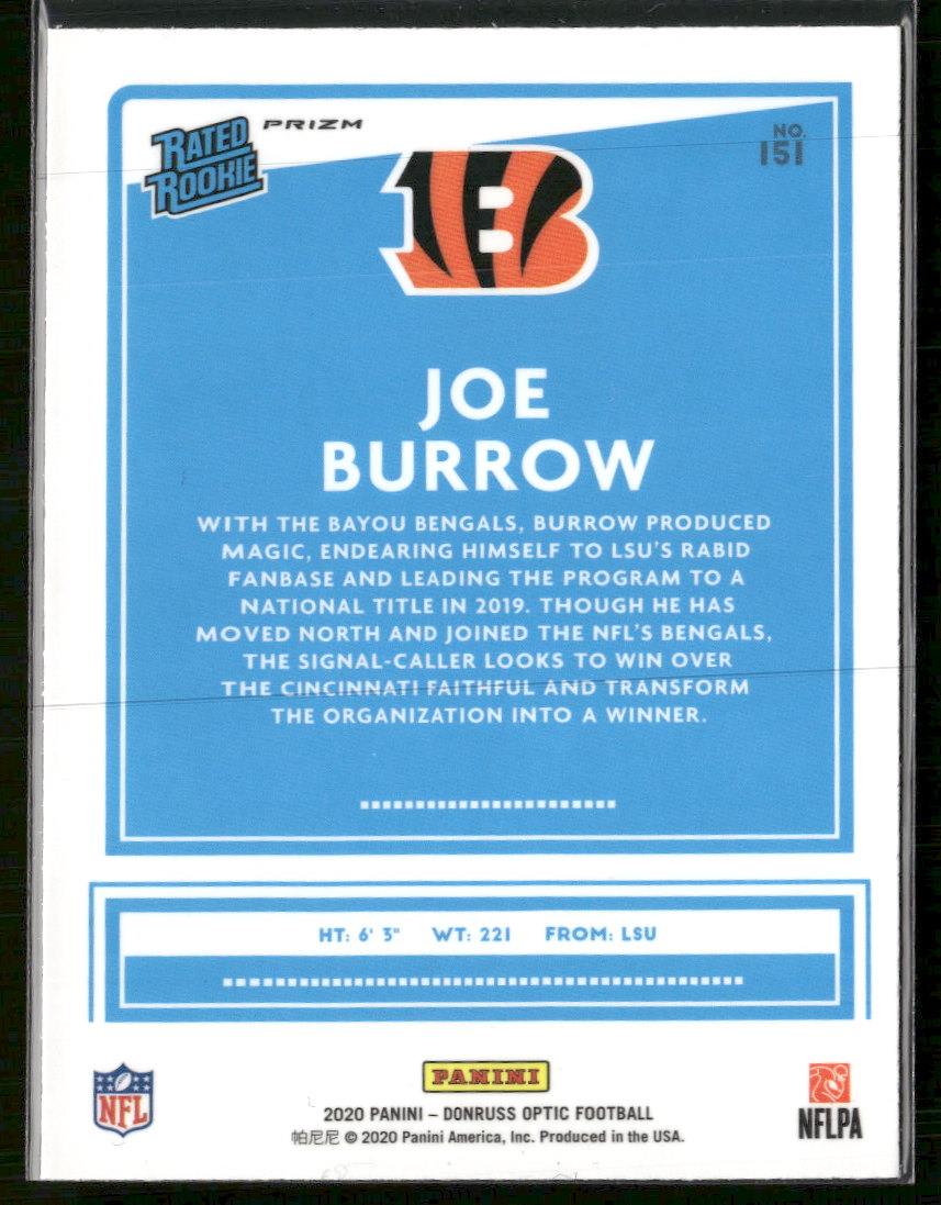 2020 Donruss Optic Pink Joe Burrow Rookie #151