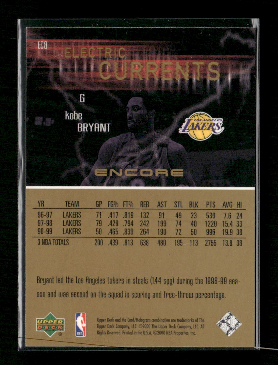 1999-00 Upper Deck Encore Electric Currents Kobe Bryant #EC8