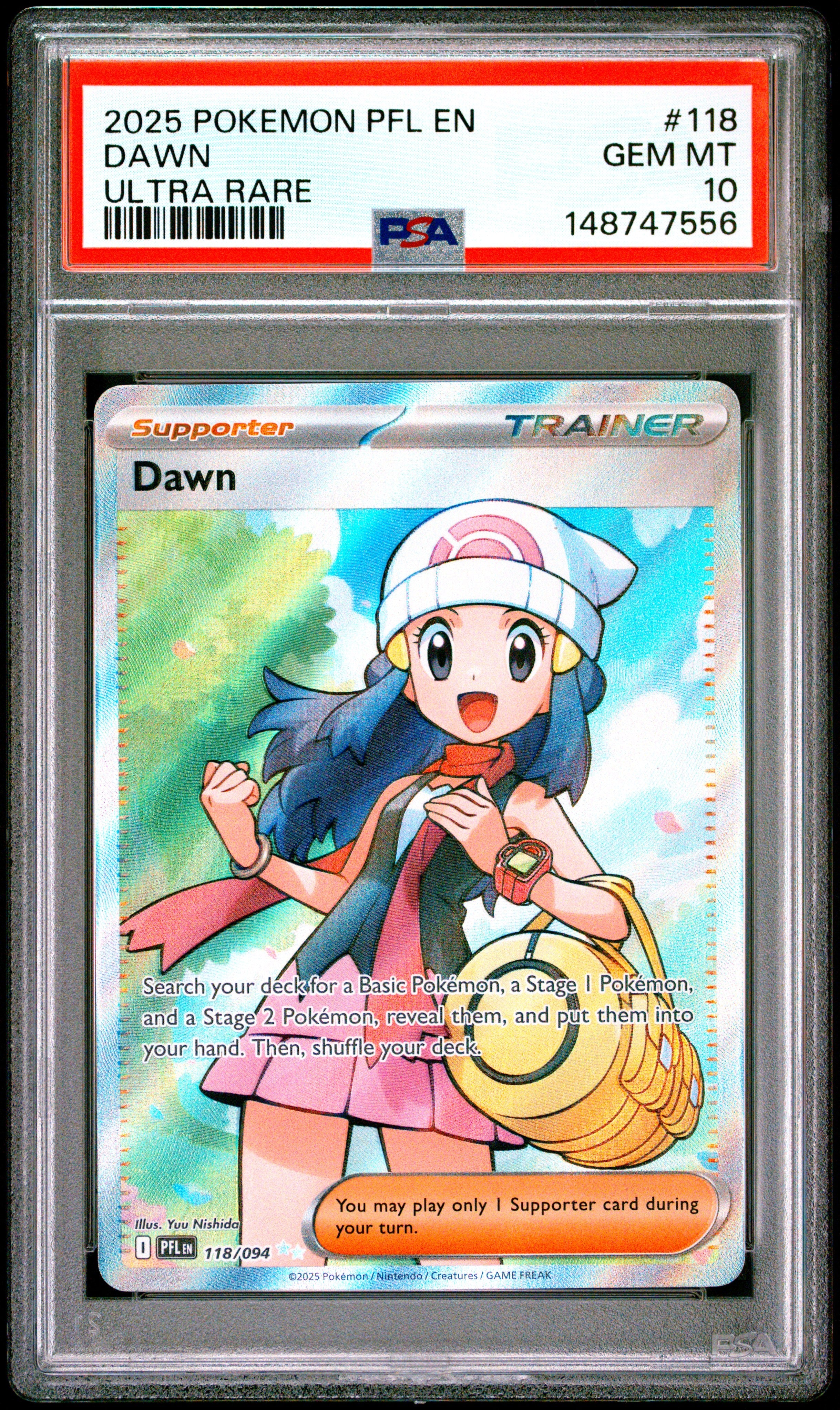 2025 Pokemon Pfl En-Phantasmal Flames Ultra Rare Dawn 10 PSA #118