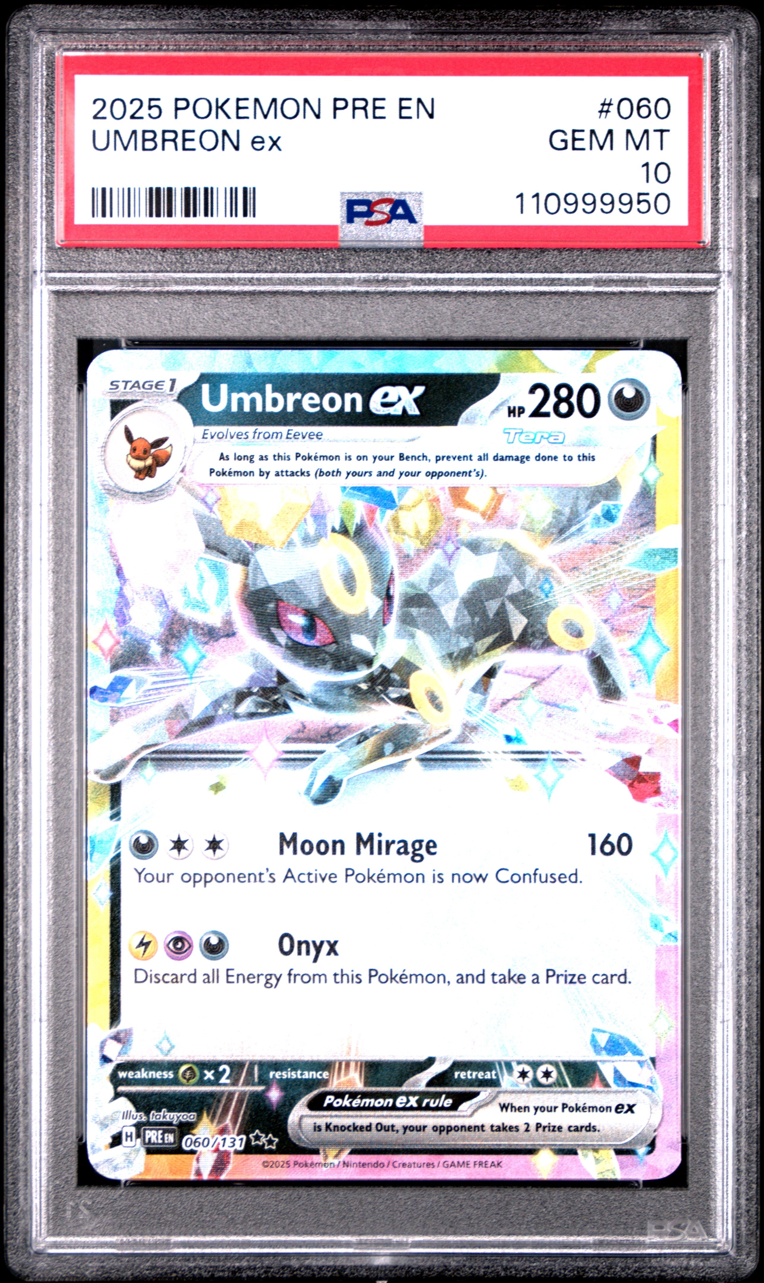 2025 Pokemon Pre En-Prismatic Evolutions Umbreon Ex 10 PSA #060