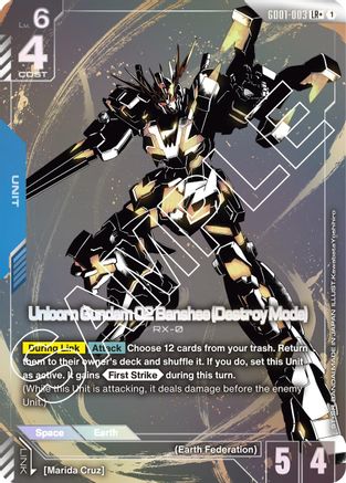Unicorn Gundam 02 Banshee (Destroy Mode) (LR+) (GD01-003) - Newtype Rising Holofoil