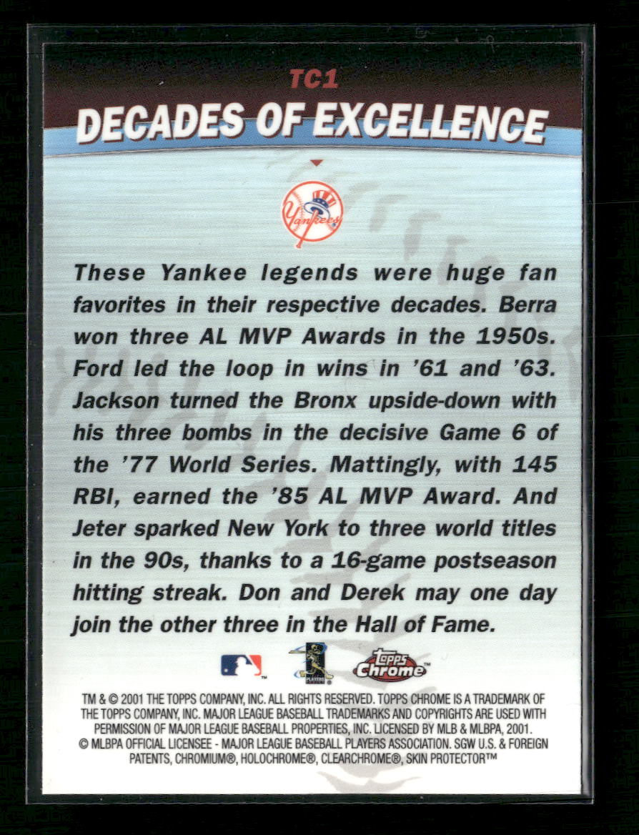 2001 Topps Chrome Combos Decades of Excellence #TC1