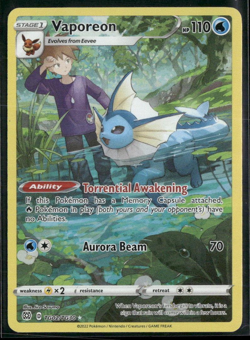 SWSH09: Brilliant Stars Trainer Gallery Vaporeon #TG02/TG30