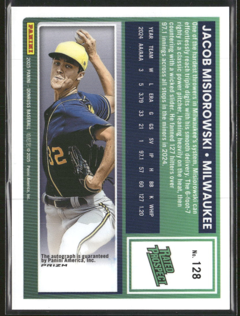 2025 Donruss Rated Prospects Optic Signatures Jacob Misiorowski Auto #128