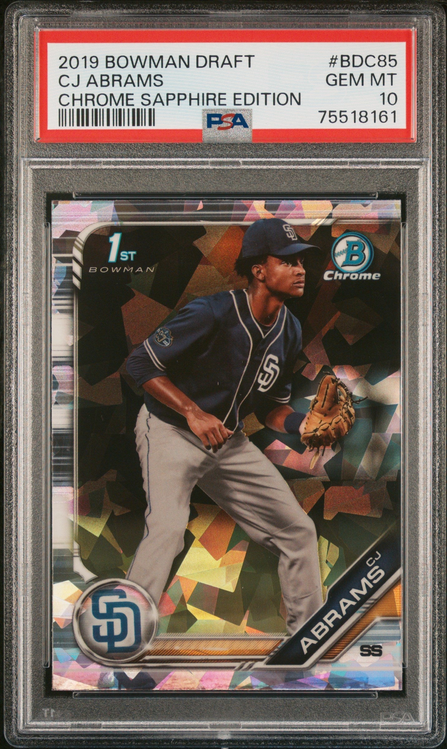 2019 Bowman Draft Chrome Sapphire Edition Cj Abrams 10 PSA #BDC85