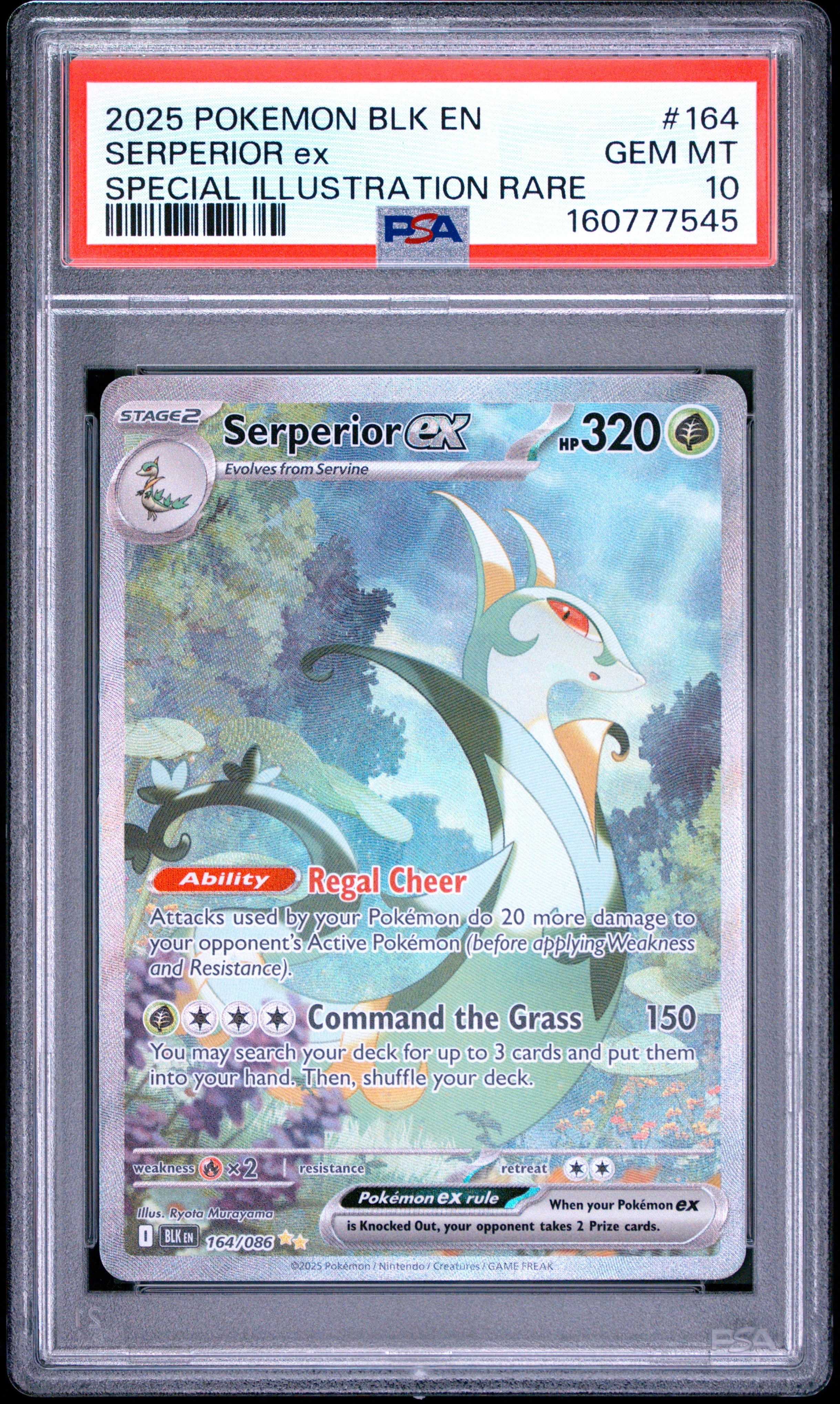 2025 Pokemon Black Bolt Special Illustration Rare Serperior Ex 10 PSA #164