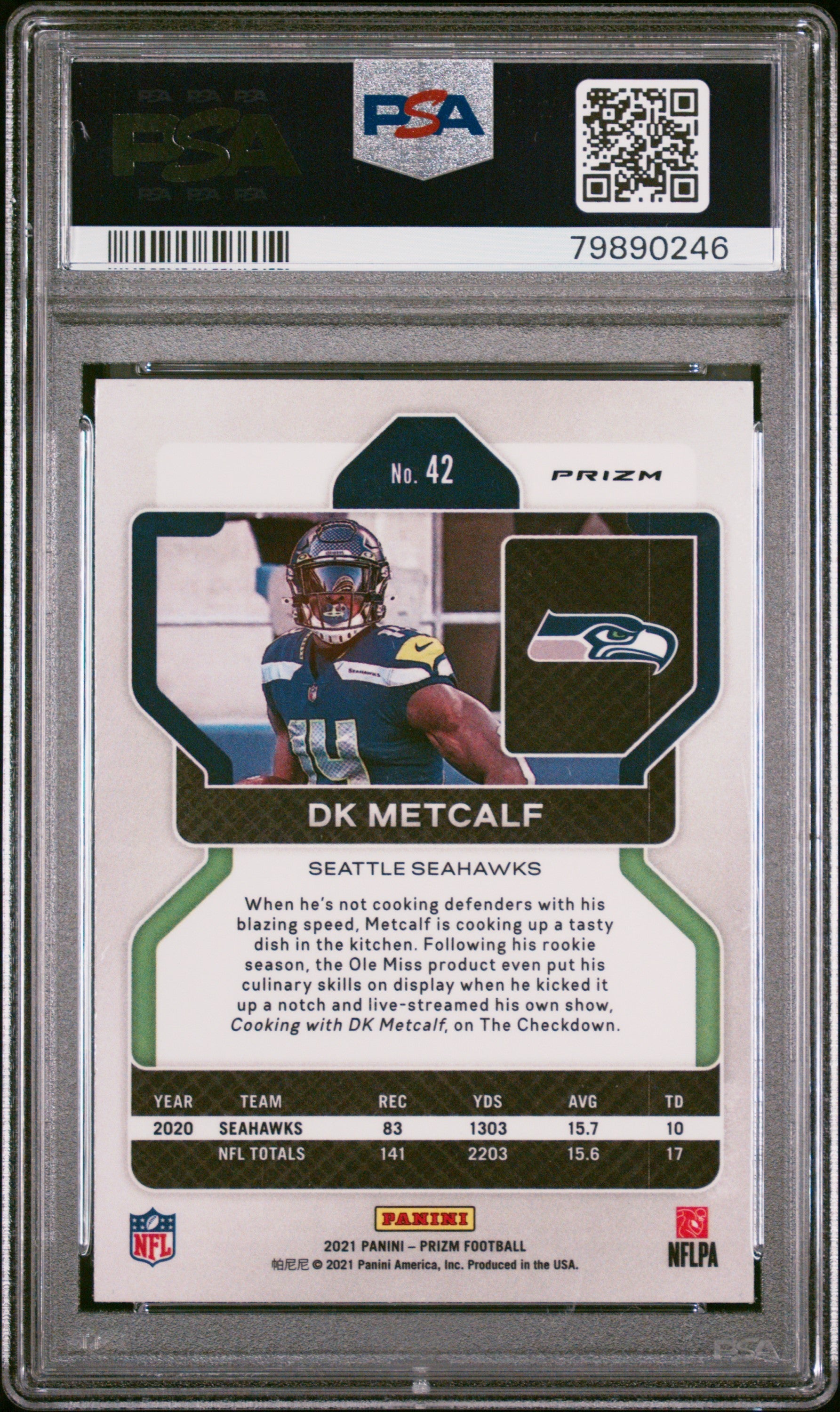 2021 Panini Prizm Black & White Checker Dk Metcalf 9 PSA #42