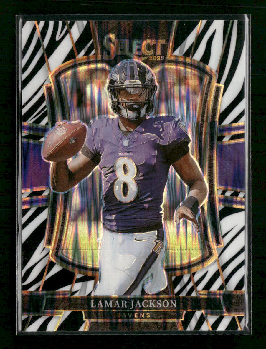 2025 Panini Select Zebra Prizm Shock Lamar Jackson #160