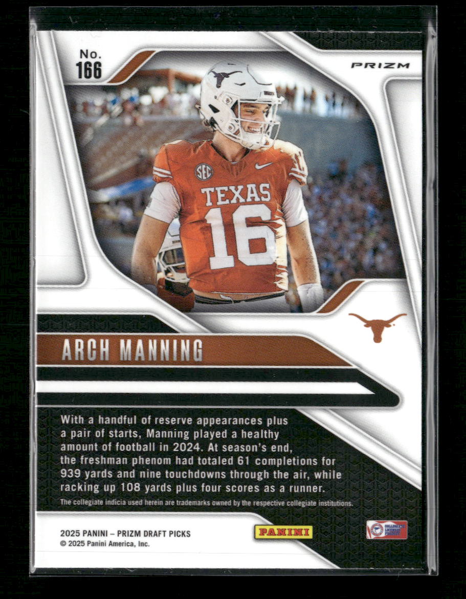 2025 Panini Prizm Draft Picks Prizms Silver Arch Manning #166