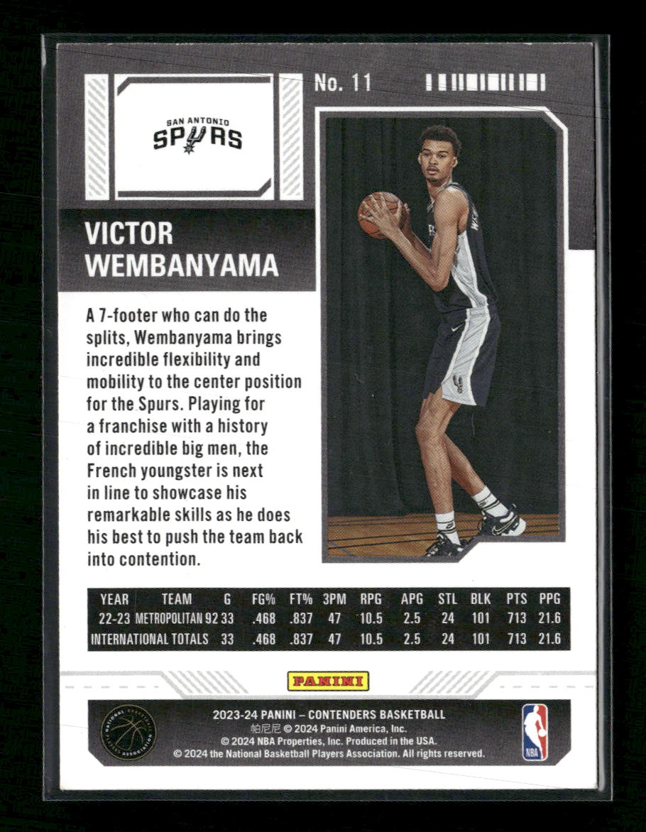 2023-24 Panini Contenders Season Ticket Retail Victor Wembanyama Rookie #11