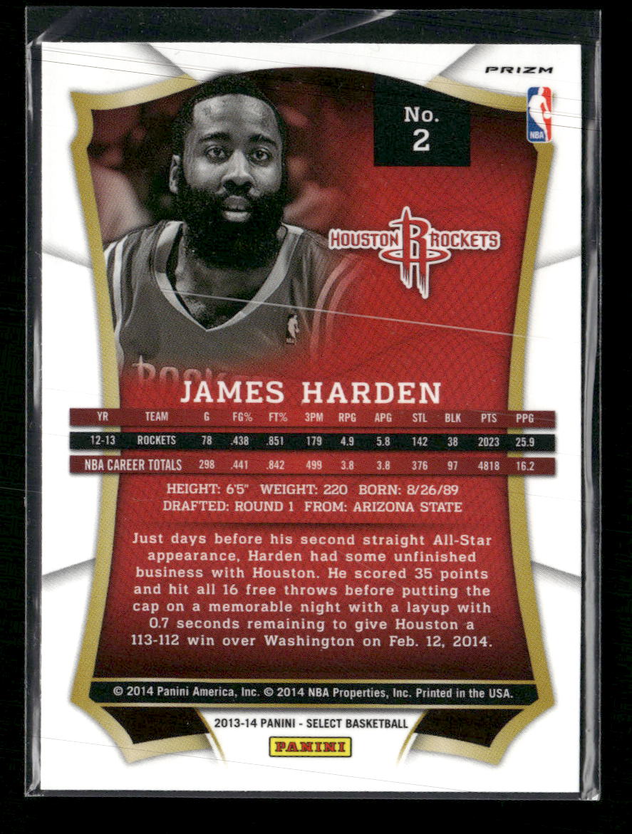 2013-14 Panini Select Prizms Silver James Harden #2