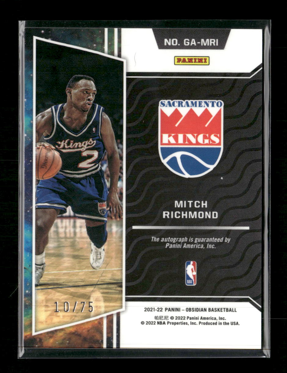 2021-22 Panini Obsidian Galaxy Etch Purple Mitch Richmond #/75 Auto #GA-MRI