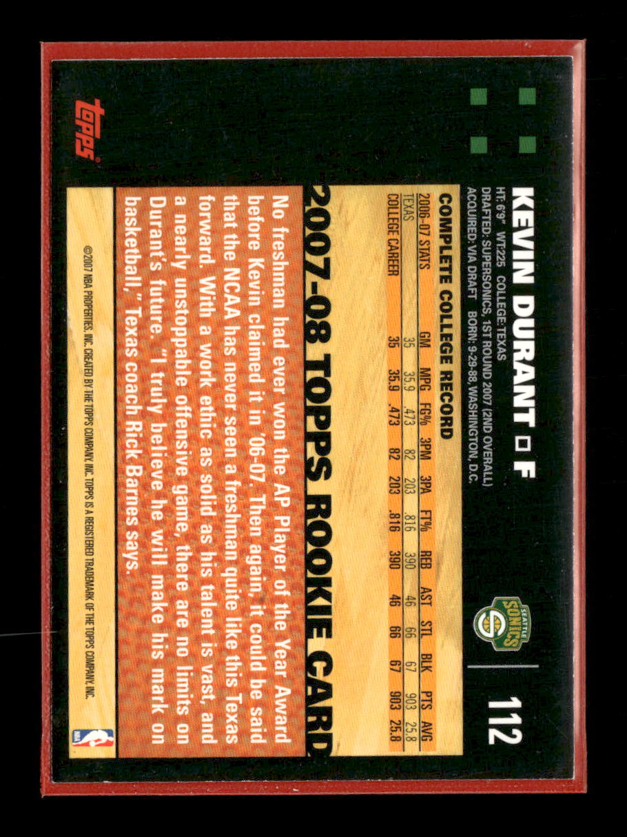 2007-08 Topps Kevin Durant Rookie #112